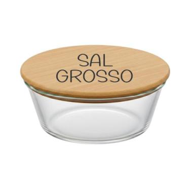 Imagem de Pote Hermético Redondo Vidro e Tampa de Bambu (630 ml) Sal Grosso - Ca