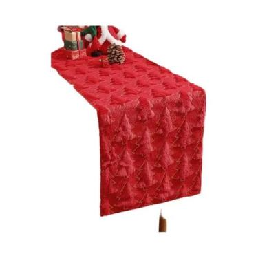 Imagem de Caminho De Mesa De Natal Vermelho Em Pelúcia De Pelo Sintético, Macio,