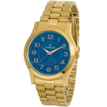 Imagem de Relógio Feminino Champion Dourado com Mostrador Azul-Feminino