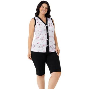 Imagem de Pijama Pescador Regata Aberto Feminino Confortável - Sem marca, Preto,