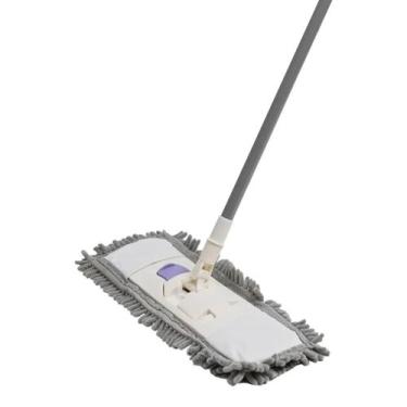 Imagem de Mop Flat Com Esfregão Chenille Branco Cabo Extensível Simplo