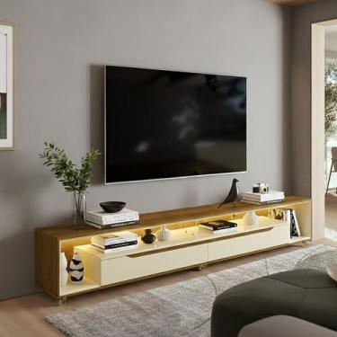 Imagem de Rack para TV até 70 Polegadas com LED MDF 218cm Rodízios Loop Olivar M