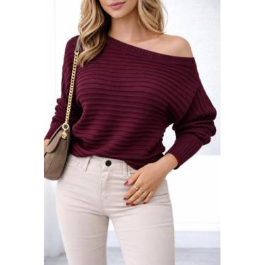 Imagem de Blusa de Frio Feminina Oversized Manga Morcego Gola Ampla Soltinha Tri