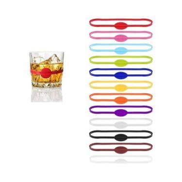 Imagem de Marcadores De Copo De Silicone Coloridos Para Vinho, Suco, Champanhe, 