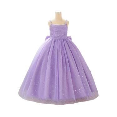 Imagem de Vestido De Festa Princesa Para Meninas Com Lantejoulas E Tule, Laço Gr