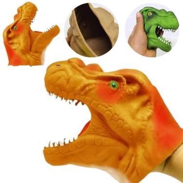 Imagem de Fantoche De Mão Tiranossauro Rex Realista Cabeça Infantil Laranja - ZO