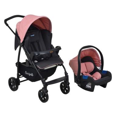 Imagem de Travel System Ecco + Touring X Carrinho de Bebê com Bebê Conforto para Recém-Nascidos Rosa Burigotto