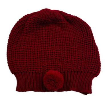 Imagem de Boina Touca Lã  Tricô Tricot Pompom Estilosa - YOYO, G, Vermelho