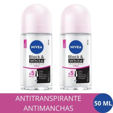 Imagem de KIT 02X Desodorante Rollon Black  White INVISIBLE Clear 50ml 72Hrs NIV