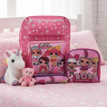 Imagem de Kit Mochila Infantil Menina Costa Estampada Lancheira Estojo - Plike
