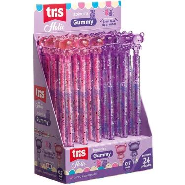 Imagem de Lapiseira Summit Gummy Retrat. Ursinho 0.7MM Ponta Metálica Retrátil Rosa e Roxo