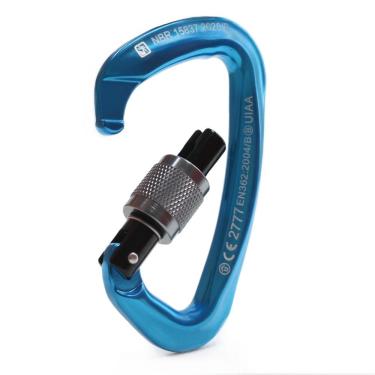 Imagem de Mosquetão Super Blue Alumínio D Trava Rosca Sistema Keylock 26KN Certificação CE EN UIAA Azul Usclimb