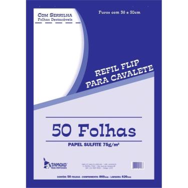 Imagem de Papel para Flip-chart Tamoio Serrilhado 62x86cm 75g-m2 50 Folhas Branco