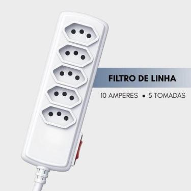 Imagem de Filtro de Linha Extensão Proteção contra Surtos Elétricos DPS 5 Tomada