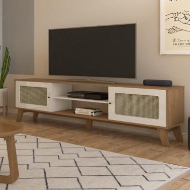 Imagem de Rack Retrô para TV até 75 Polegadas MDF 180cm 2 Portas Charlotte Marro