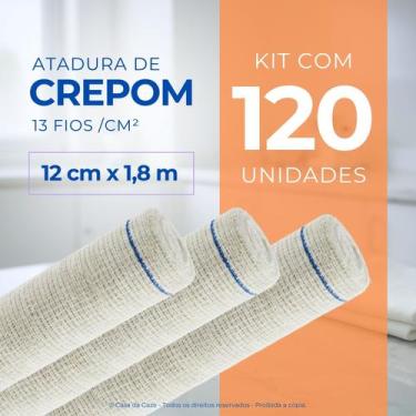 Imagem de Atadura Crepom Faixa Bandagem Elástica 12cm x 1,80m Kit 120 Unidades -