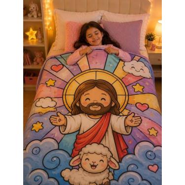 Imagem de Manta Cobertor Infantil Confortável 2,20x1,50 Tema Santinhos Católicos