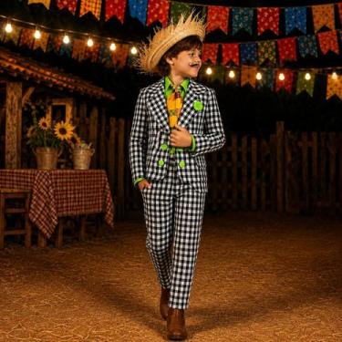 Imagem de Roupa Infantil Masculina Festa Junina Conjunto Completo Jeca Tatu - Fa