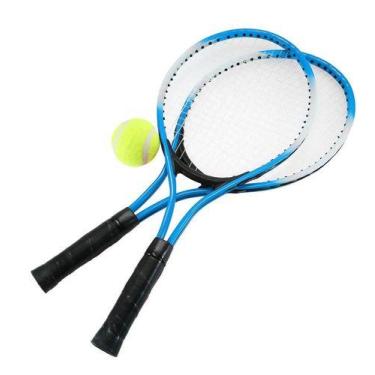 Imagem de Raquete De Tenis C/ 2 Un + Bolinha + Bolsa 53cm Colorida - - Kadê, Azu