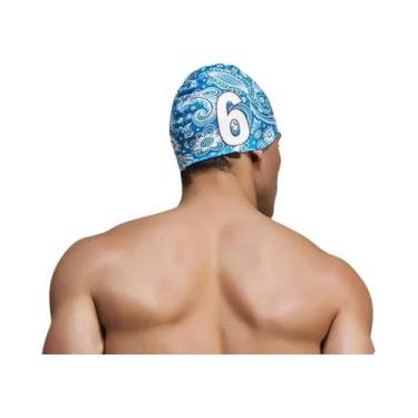 Imagem de Touca De Natação De Silicone Azul Para Homens Adultos, Touca De Banho 