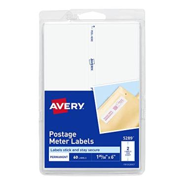 Imagem de Etiquetas de medidor de postagem Avery para Correio Pessoal 1-25/32 x 6, Pacote com 60 (5289)