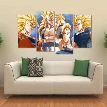 Imagem de Quadro Decorativo Dragon Ball Sala Mosaico Em Tecido 4 Peças