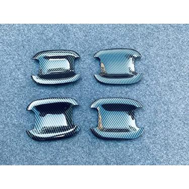 Imagem de Acessórios de carro para Ford Bronco Sport 2022 cromado tampa da maçaneta lateral da porta protetora de adesivo de automóvel para estilo de peças de automóvel (fibra de carbono)