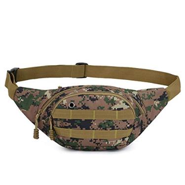 Imagem de DAITET Fanny Pack para homens, mulheres, crianças, bolsa de cintura ajustável, bolsa de viagem à prova d'água, bolsa de corrida, Army Green Digital