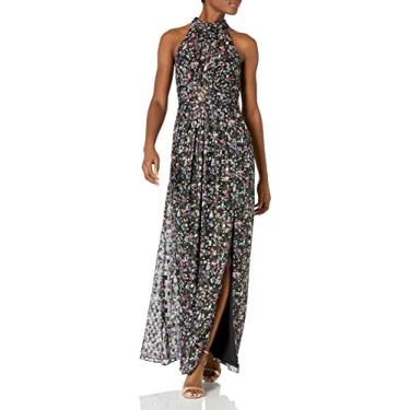 Imagem de Adrianna Papell Vestido feminino de chiffon estampado, Preto Multi, 44