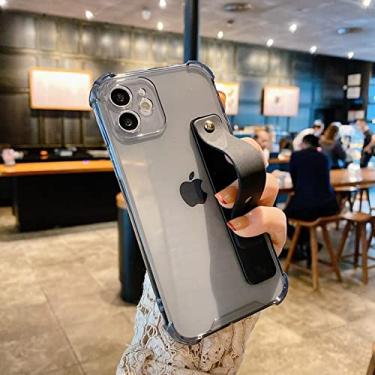 Imagem de Capa de telefone com alça de pulso macia para iPhone 11 12 13 Pro Max X XR Xs Max 7 8 Plus SE 2020 Mini Kickstand Capa Transparente, A, Para iPhone 7plus