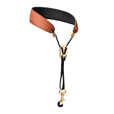 Imagem de YIJU Alça de pescoço sax profissional couro PU para sax alto sax soprano, Castanho