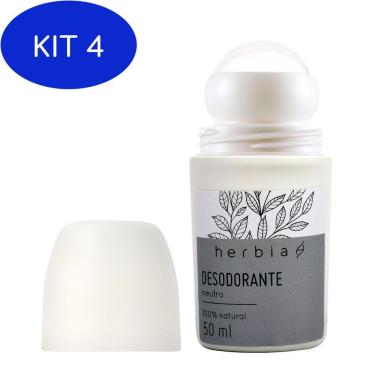 Imagem de Kit 4 Desodorante Roll-On Natural Neutro 50Ml - Herbia