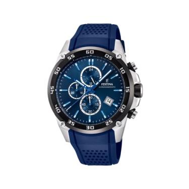 Imagem de Festina Relógio masculino de quartzo 'The Originals Collection' com mostrador azul e pulseira de borracha azul F20330/2, Azul, Relógio de Pulso