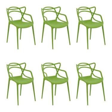 Imagem de Kit 6 Cadeiras Decorativas Sala E Cozinha Feliti (Pp) Verde - Gran Bel