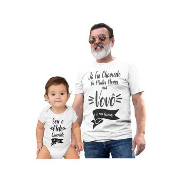 Imagem de Camiseta Body Meu Primeiro Dia Dos Pais Com Meu Vovô Neto Kit 2 Branca