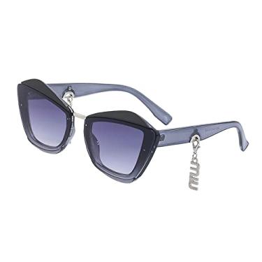 Imagem de Óculos de sol olho de gato fashion feminino high-end e personalidade pingente protetor solar feminino, WTYJ117 cinza, tamanho único