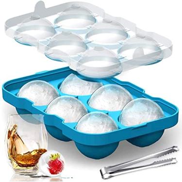 Imagem de ucho Bandeja de cubo de gelo grande esfera molde de gelo reutilizável, bandeja de gelo redonda com tampas, cubos de gelo para uísque