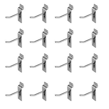 Imagem de Ganchos de Slatwall, Cabides, Ganchos de Exibição, Ganchos de Haste Única, Ganchos de Painel de Exibição de Slatwall 2,4, 68 cm, Exibir Perfeitamente Itens e Produtos para o Seu Quarto, Loja de Varejo de Garagem, Cromado, 16 Pacote 2 polegadas