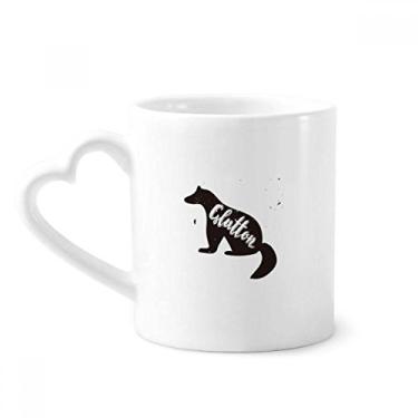 Imagem de Glutton Caneca de animal preta e branca caneca de café cerâmica copo de coração de vidro