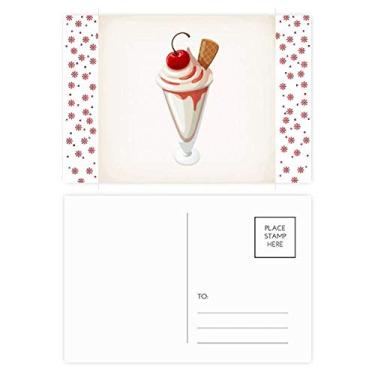 Imagem de Cereja Cônica Copo Doce Sorvete de Natal Flor Cartão Postal de Bênção