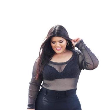 Imagem de Blusa Brilho Body Lurex Plus Size G1 Tamanho Grande  Bt2 - Donna Moça
