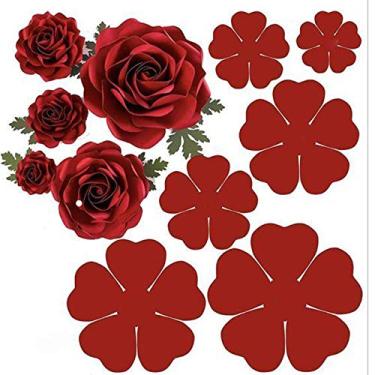 Imagem de 6 peças/conjunto 3D rosa flor de metal cortes, folhas de flores de casamento, matrizes de corte de metal, faça você mesmo scrapbooking corte artista matrizes estêncis álbum gravação de papel matrizes para fazer cartões