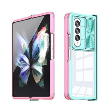 Imagem de Estojo de proteção para câmera deslizante antiderrapante para Samsung Galaxy Z Fold 4 5G Fold4 Zfold4 Antiderrapante Saco de telefone acrílico transparente, azul e rosa, outro