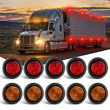 Imagem de Nilight 10 peças de reboque redondo marcador de LED luz âmbar vermelho 4 LED montagem embutida com plugue argola cabo rígido para caminhão de reboque RV, 2 anos de garantia