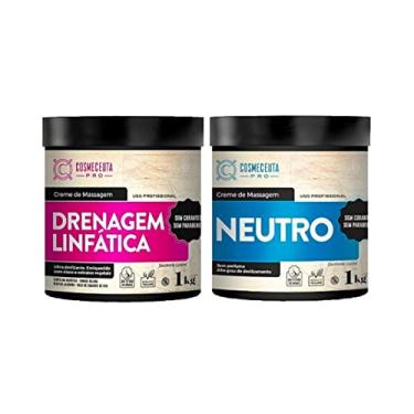 Imagem de Creme de Massagem Profissional COSMECEUTA Drenagem Linfática + Neutro 1Kg - Alto desempenho, com grande ação deslizante, rendem em média 15 massagens corporais completas