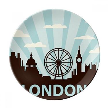 Imagem de Prato de sobremesa de porcelana decorativa Reino Unido London Eye Silhouette Reino Unido 20,32 cm Dinner Home