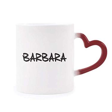 Imagem de Caneca de escrita especial com nome inglês BARBARA Morphing sensível ao calor com coração vermelho