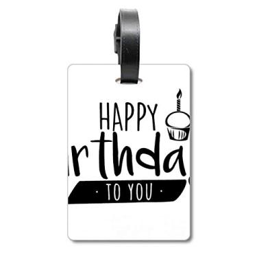 Imagem de Feliz aniversário estilo citação de bolo, bolsa de viagem, etiqueta para cartão de bagagem, etiqueta para pendurar