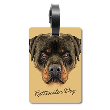 Imagem de Black Feroz Rottweiler Dog Pet Animal Mala Etiqueta Bagagem Cartão de Bagagem Scutcheon Etiqueta