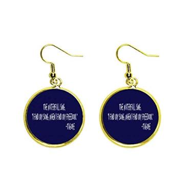 Imagem de Brinco feminino Qoutes Curativo Cachoeira Liberdade Canção Orelha Pendente Dourado Gota Joia